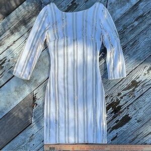 Lulu’s Party Dress Cocktail Mini White with White and Gold Sequins Size S  NWT